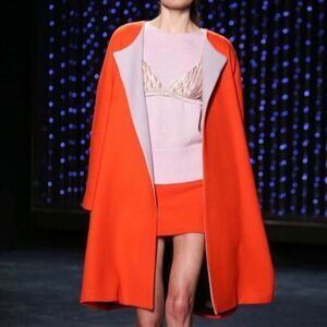 Milly Runway Crimson Wool Overcoat Jacket Small